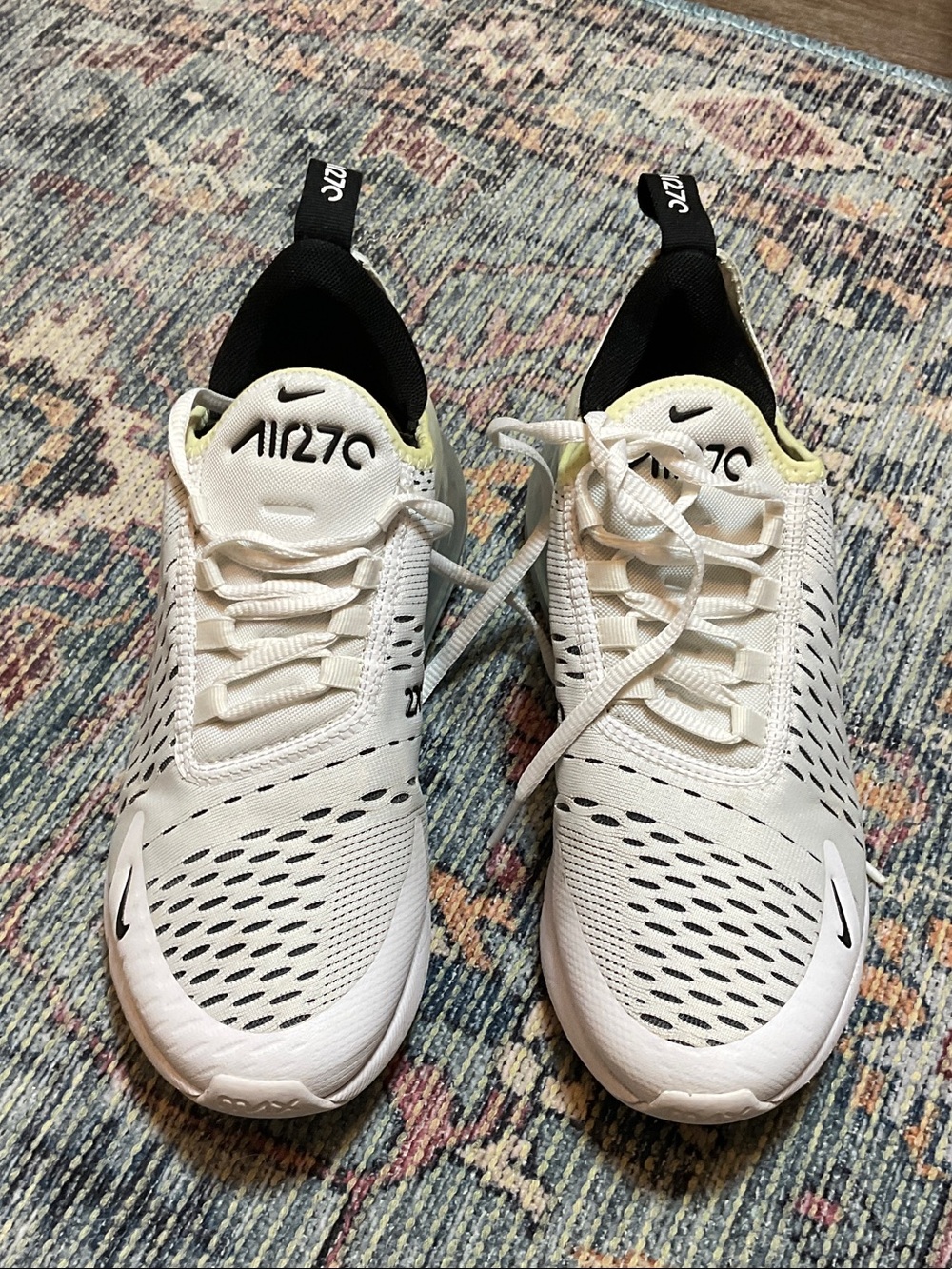 Nike White and Black Athletic Sneakers with Neon Yellow Accents - Picture 4 of 11